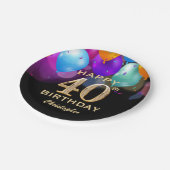 Assiettes En Carton 40e fête d'anniversaire Ballons noirs et or (Angle)