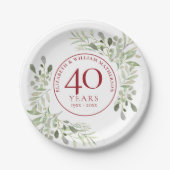 Assiettes En Carton 40ème anniversaire de Ruby Mariage Pays de la verd (Devant)