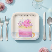 40th Birthday Cake with Dahlia and Garden Insect  