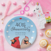 Assiettes En Carton 40th Wedding Anniversary, Cardinal Pair (Fête)