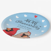 Assiettes En Carton 40th Wedding Anniversary, Cardinal Pair (Angle)