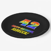 Assiettes En Carton 42e anniversaire : Bold, amusant, simple, arc-en-c (Angle)