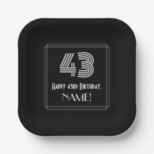 Assiettes En Carton 43e anniversaire — Art Déco Inspiré Look "43" + No