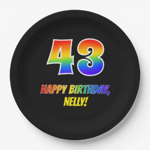 Assiettes En Carton 43e anniversaire : Bold, amusant, simple, arc-en-c