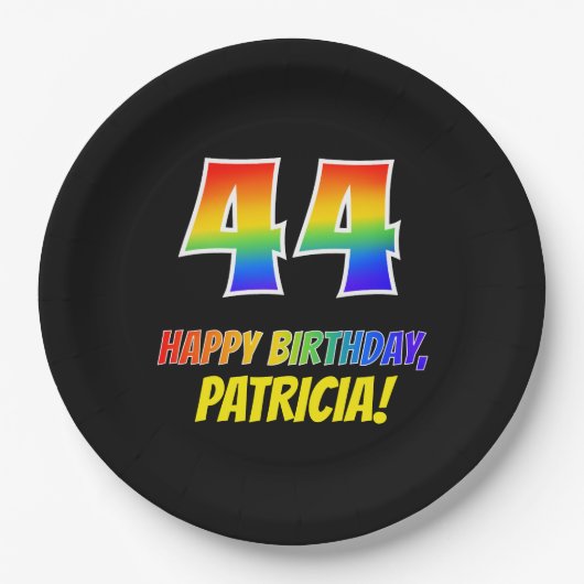 Assiettes En Carton 44e anniversaire : Bold, amusant, simple, arc-en-c (Devant)