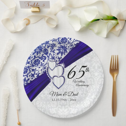 Assiettes En Carton 45e /65e anniversaire du Mariage bleu Sapphire (Mariage)
