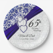 Assiettes En Carton 45e /65e anniversaire du Mariage bleu Sapphire (Devant)