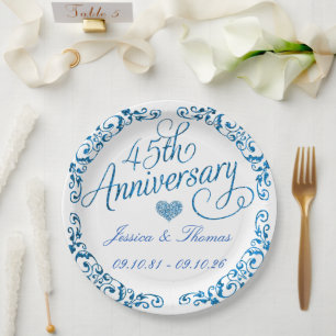 Assiettes En Carton 45e anniversaire du Mariage Sapphire