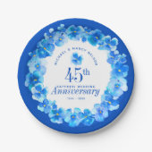 Assiettes En Carton 45e anniversaire mariage saphir bleu pansy (Devant)
