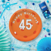 Assiettes En Carton 45e anniversaire Orange Pickleball (Fête)