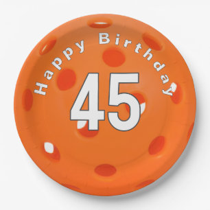 Assiettes En Carton 45e anniversaire Orange Pickleball