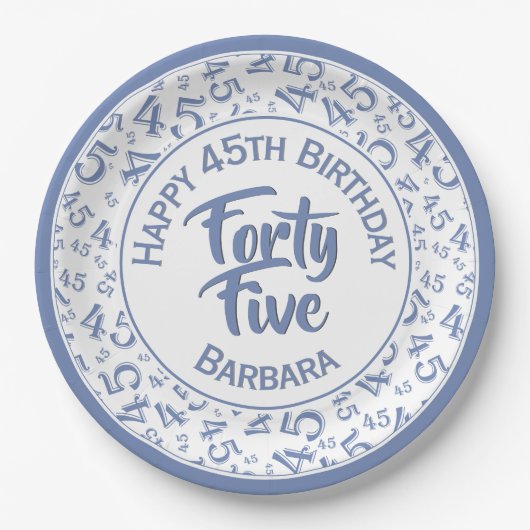 Assiettes En Carton 45e Motif aléatoire bleu/blanc (Devant)
