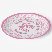 Assiettes En Carton 45e Motif de nombre aléatoire rose/blanc (Angle)