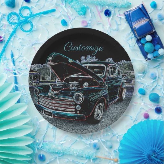 Assiettes En Carton '47 plaques à papier d'automobile classique (Fête)