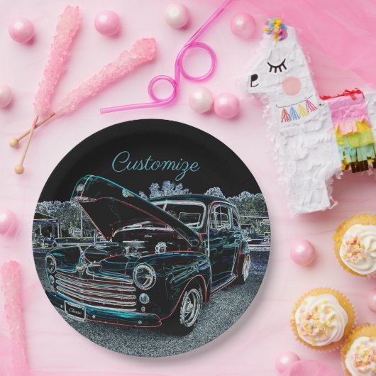 Assiettes En Carton '47 plaques à papier d'automobile classique (Fête)