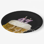 Assiettes En Carton 47e anniversaire Bière sur plaque de papier noir (Angle)