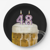 Assiettes En Carton 48e anniversaire Bière sur plaque de papier noir (Devant)