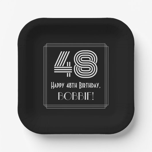 Assiettes En Carton 48ème anniversaire — Art Déco Inspiré Look "48" +  (Recto)