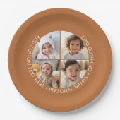 Assiettes En Carton 4 Collage photo avec courbure Texte personnalisé a (Devant)