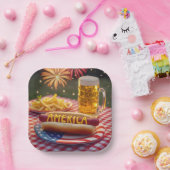 Assiettes En Carton 4 juillet américain Hot Dog (Fête)