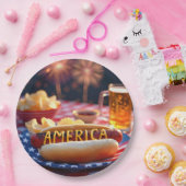 Assiettes En Carton 4 juillet American Hot Dog and Beer (Fête)