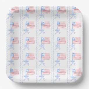 Assiettes En Carton 4 juillet aquarelle patriotique personnalisée