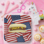 Assiettes En Carton 4 juillet avec des chiens chauds (Fête)