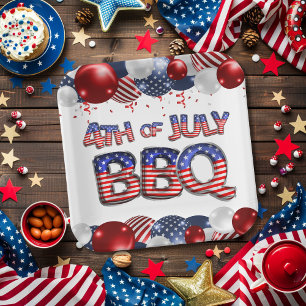 Assiettes En Carton 4 juillet BBQ Patriotique