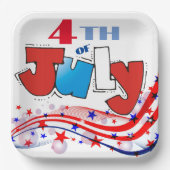 Assiettes En Carton 4 juillet blanc et bleu (Recto)