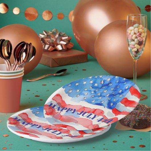 Assiettes En Carton 4 juillet Bleu Rouge Blanc (Multi)