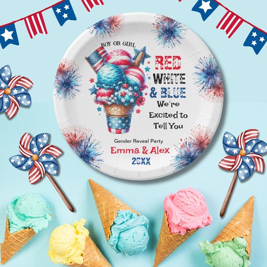 Assiettes En Carton 4 Juillet Crème glacée Genre Reveillez