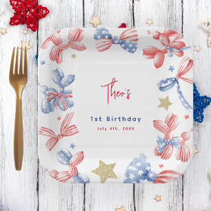 Assiettes En Carton 4 juillet Cute Balloon Bow 1er anniversaire