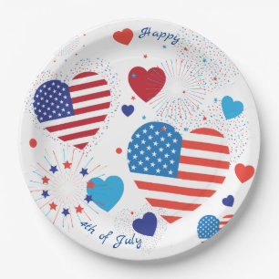Assiettes En Carton 4 juillet drapeau américain des Etats-Unis