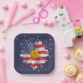 Assiettes En Carton 4 juillet Drapeau Daisy (Fête)