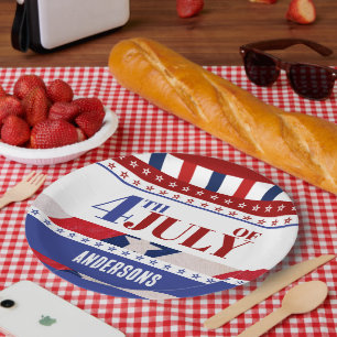 Assiettes En Carton 4 juillet Drapeau de l'Amérique