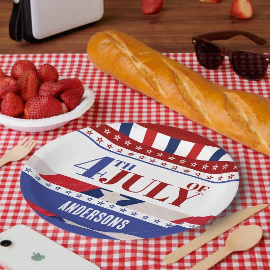 Assiettes En Carton 4 juillet Drapeau de l'Amérique (Pique-nique)