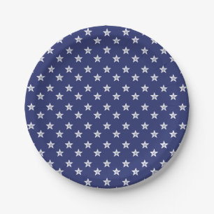 Assiettes En Carton 4 juillet Étoiles Bleu Blanc Plaques en papier