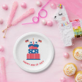 Assiettes En Carton 4 juillet Fête Gâteau rouge blanc et bleu (Fête)