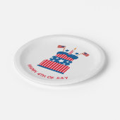 Assiettes En Carton 4 juillet Fête Gâteau rouge blanc et bleu (Angle)