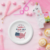 Assiettes En Carton 4 juillet Feu d'artifice USA Rouge Blanc Bleu (Fête)