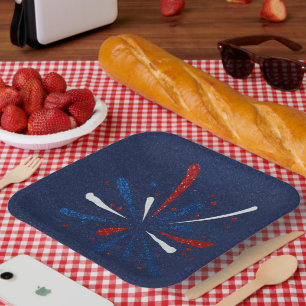 Assiettes En Carton 4 juillet Feux d'artifice Plaques de papier Partie