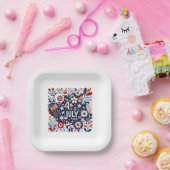 Assiettes En Carton 4 juillet florale (Fête)