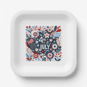 Assiettes En Carton 4 juillet florale (Recto)