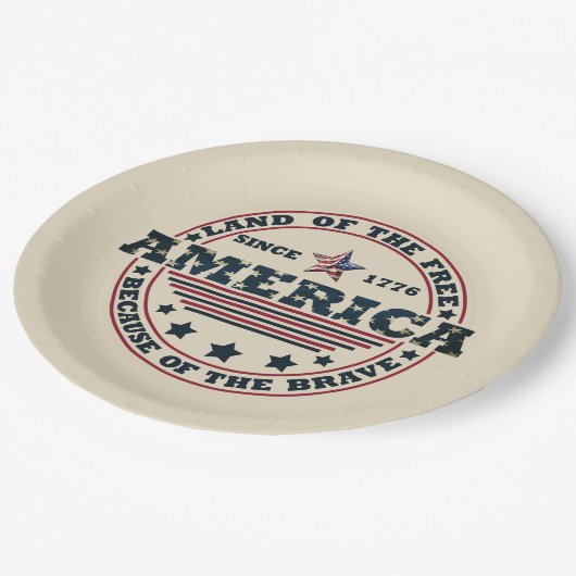 Assiettes En Carton 4 juillet heureux (Angle)