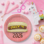 Assiettes En Carton 4 juillet Hot Dog sur En vichy serviettes (Fête)