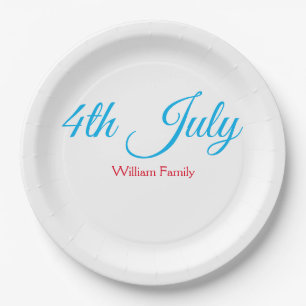 Assiettes En Carton 4 juillet jour de l'indépendance ajouter nom texte