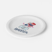 Assiettes En Carton 4 juillet lapin avec les Etats-Unis Drapeau lunett (Angle)