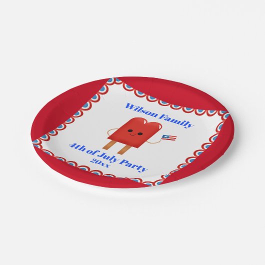 Assiettes En Carton 4 juillet Parti Cute Patriotic Popsicle (Angle)