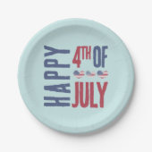 Assiettes En Carton 4 juillet Parti mignon drapeau américain patriotiq (Devant)