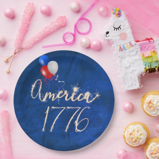 Assiettes En Carton 4 juillet Party Sparkler Blue (Fête)